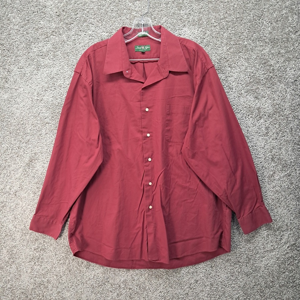 David Taylor Collection Mens XL Red Long Sleeve Button Down Shirt Burgundy 7816